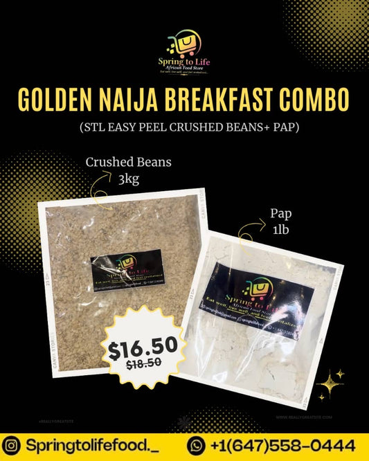Golden Naija Breakfast Combo (STL Easy Peel Crushed Beans & Pap)