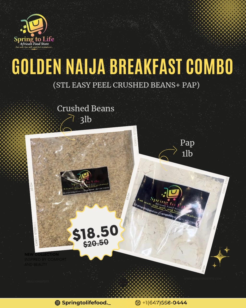 Golden Naija Breakfast Combo (STL Easy Peel Crushed Beans & Pap)